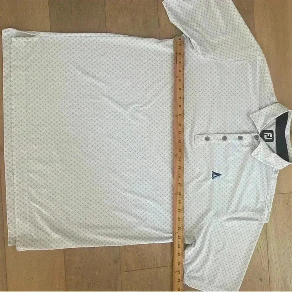 FootJoy Mens Palm Tree Golf Polo White Blue Large - Picture 6 of 7